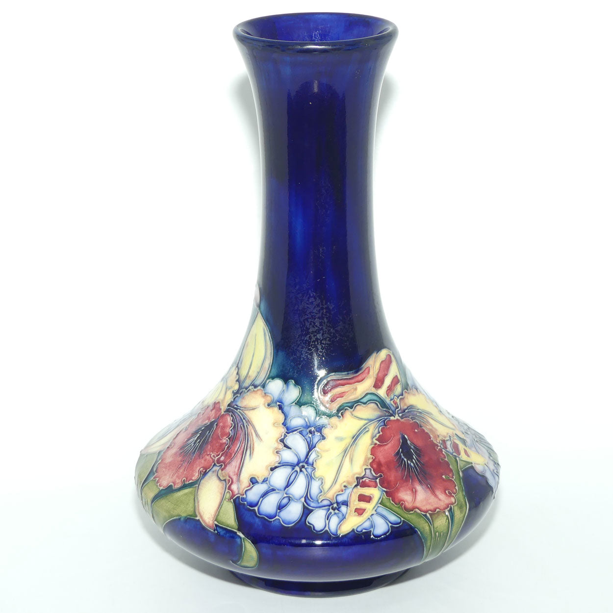 Walter Moorcroft Orchid on Blue Ground 62/12 vase