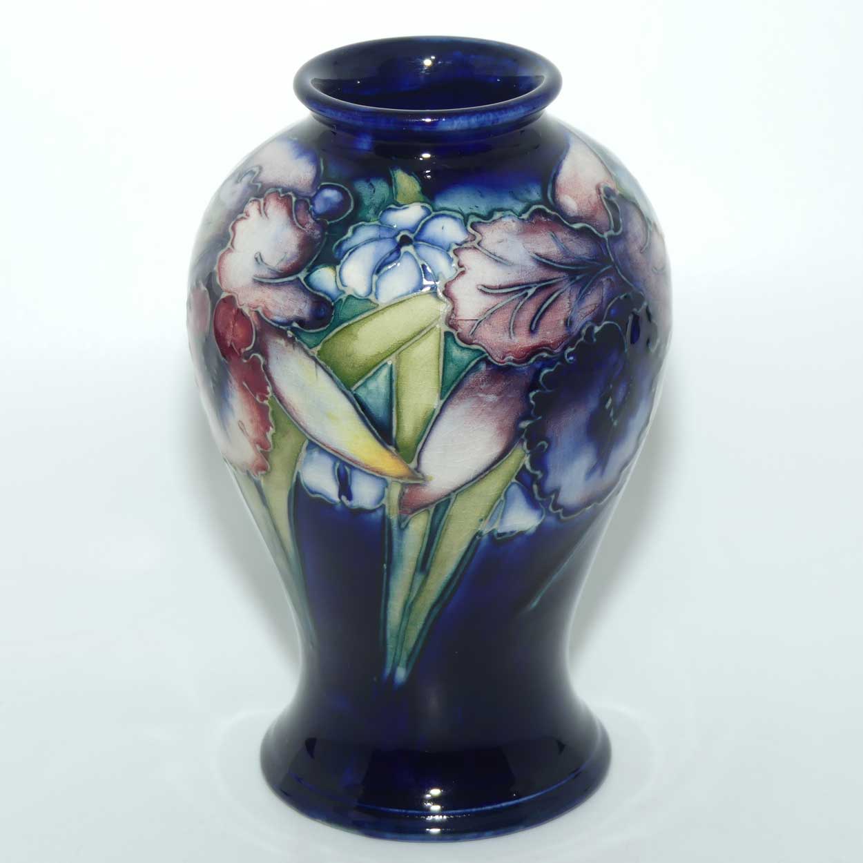 Walter Moorcroft Orchid on Blue Ground 65/6 vase
