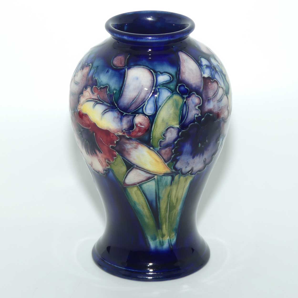 Walter Moorcroft Orchid on Blue Ground 65/6 vase