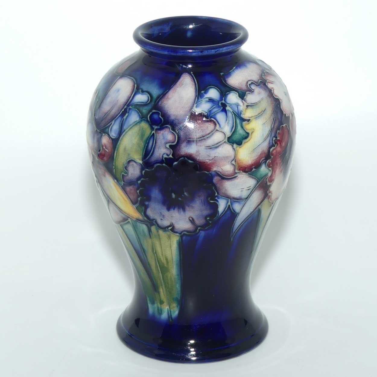 Walter Moorcroft Orchid on Blue Ground 65/6 vase