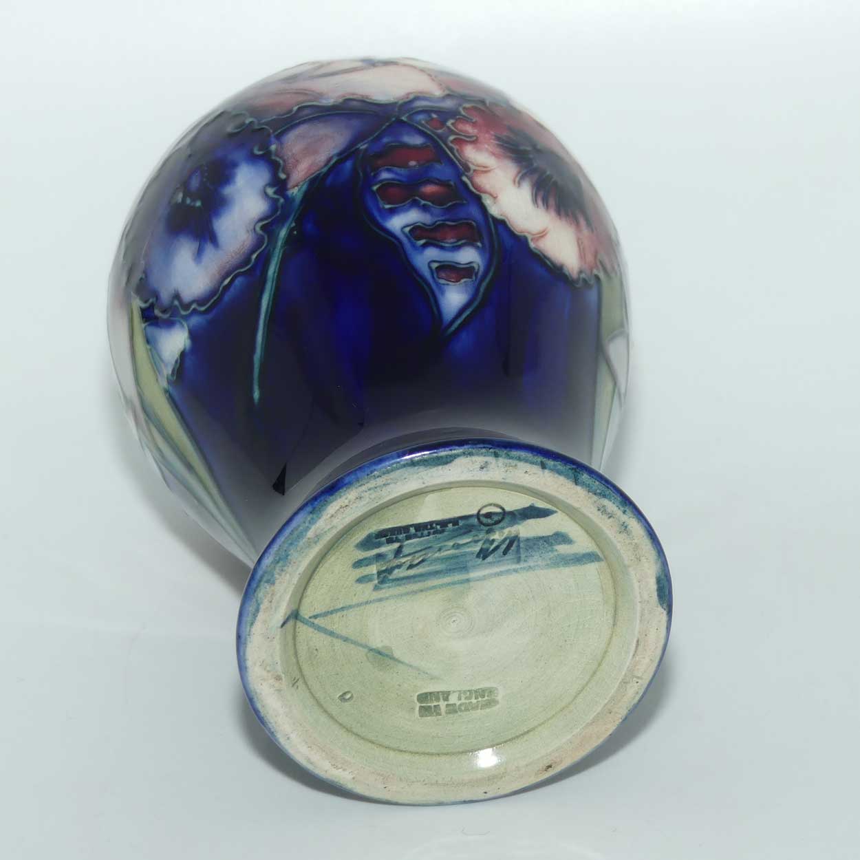 Walter Moorcroft Orchid on Blue Ground 65/6 vase