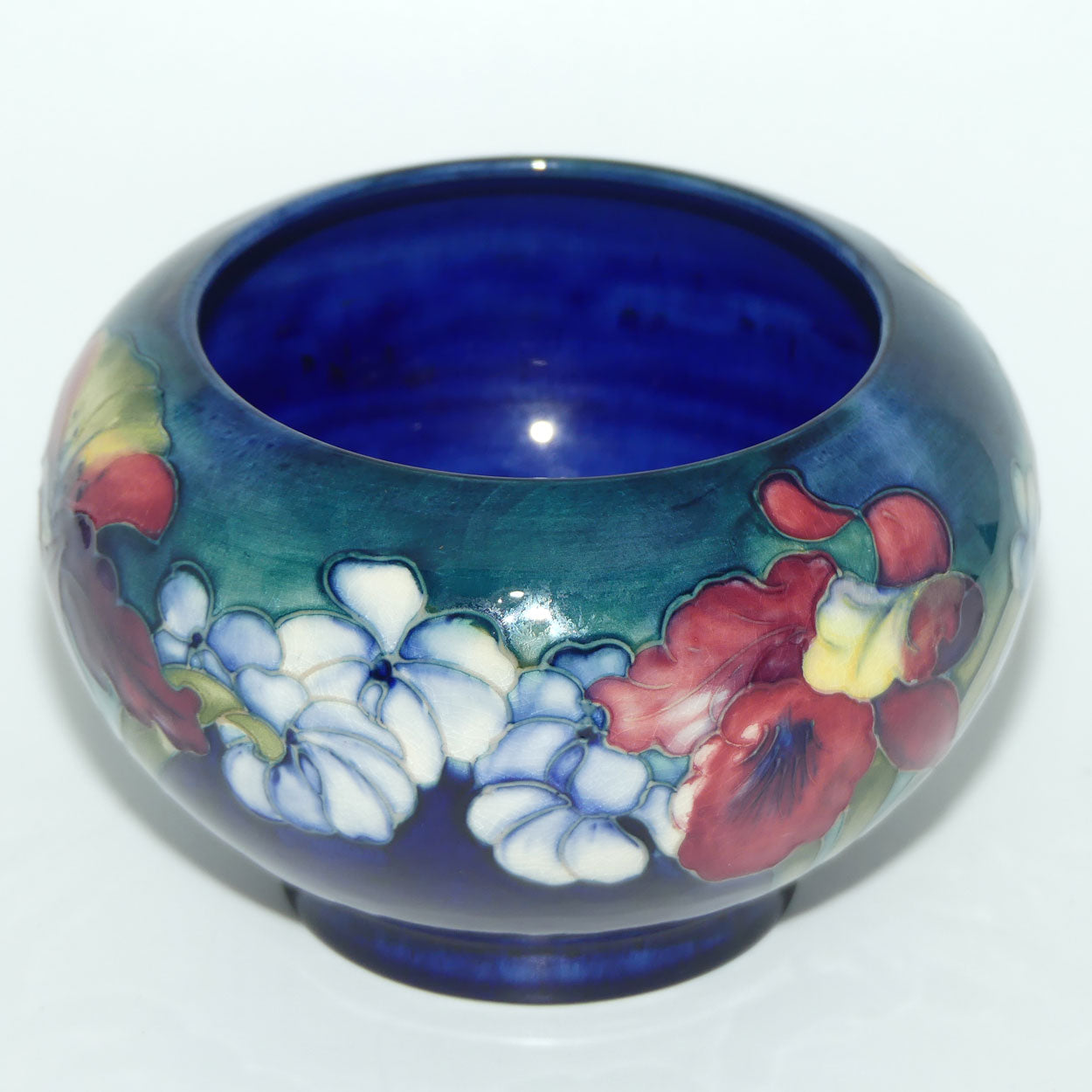 Walter Moorcroft Orchid on Blue Ground Rose Bowl