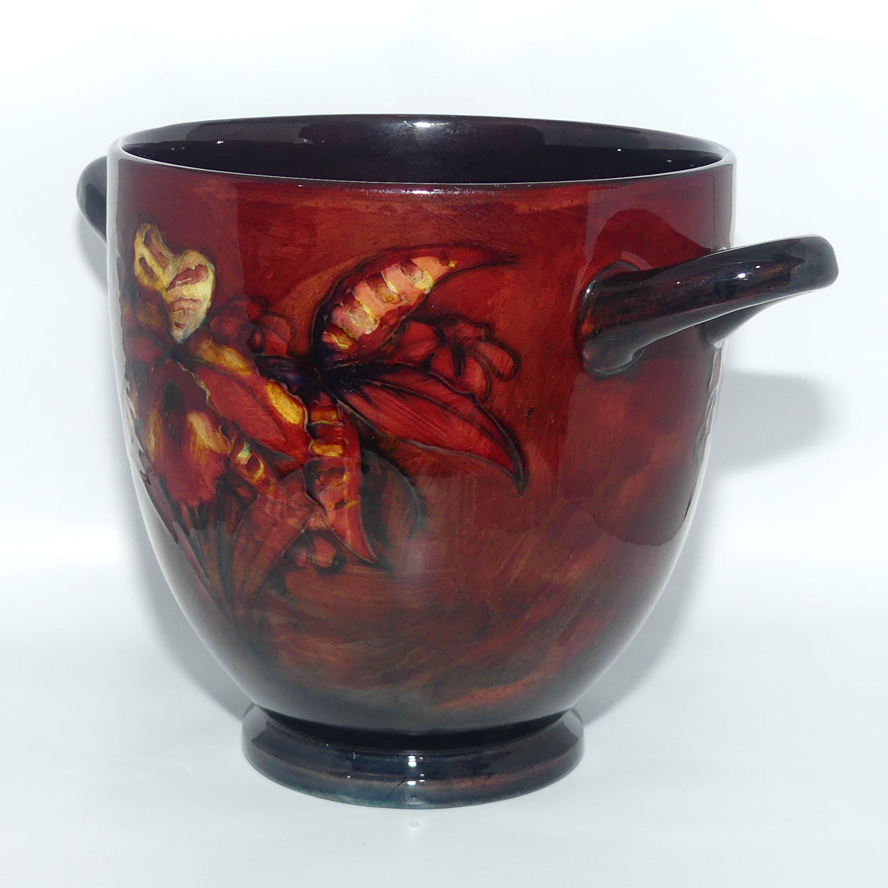 William Moorcroft Flambe Orchid handled vase | Pompeii urn