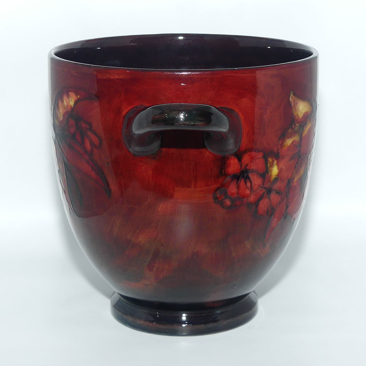 William Moorcroft Flambe Orchid handled vase | Pompeii urn