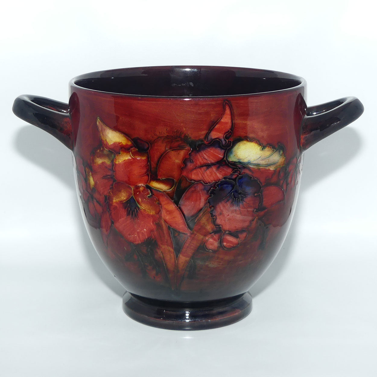 William Moorcroft Flambe Orchid handled vase | Pompeii urn