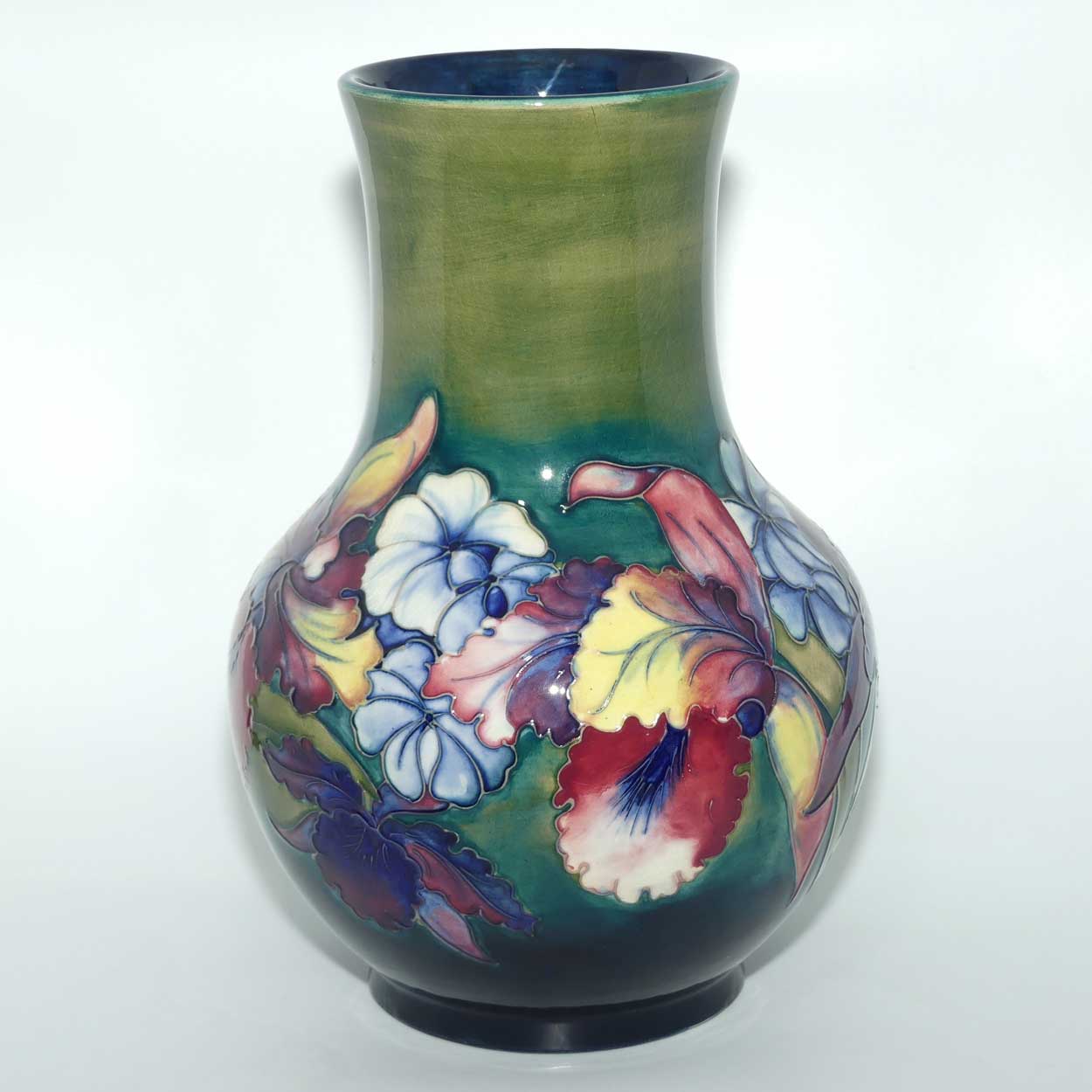 Walter Moorcroft Orchid on Green ground huge vase