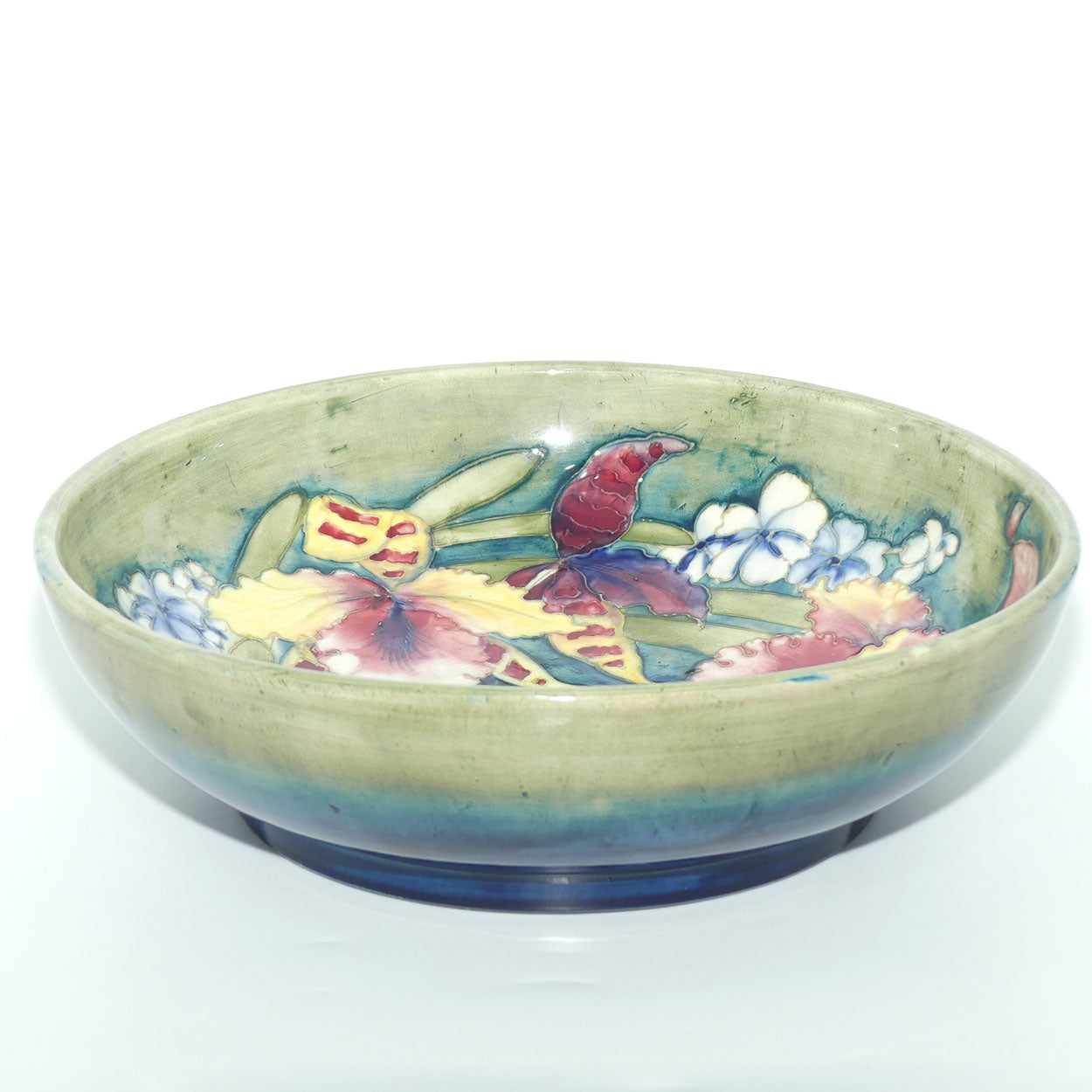 William Moorcroft Orchid large deep bowl (Green)