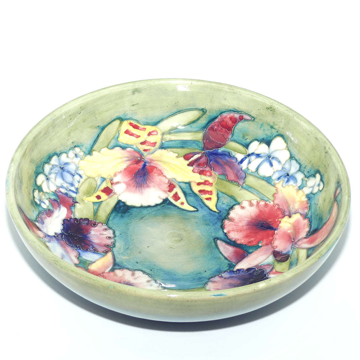 William Moorcroft Orchid large deep bowl (Green)