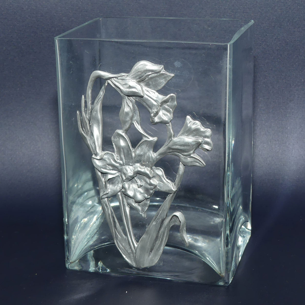 Seagull Pewter Canada Orchid pattern rectangular vase