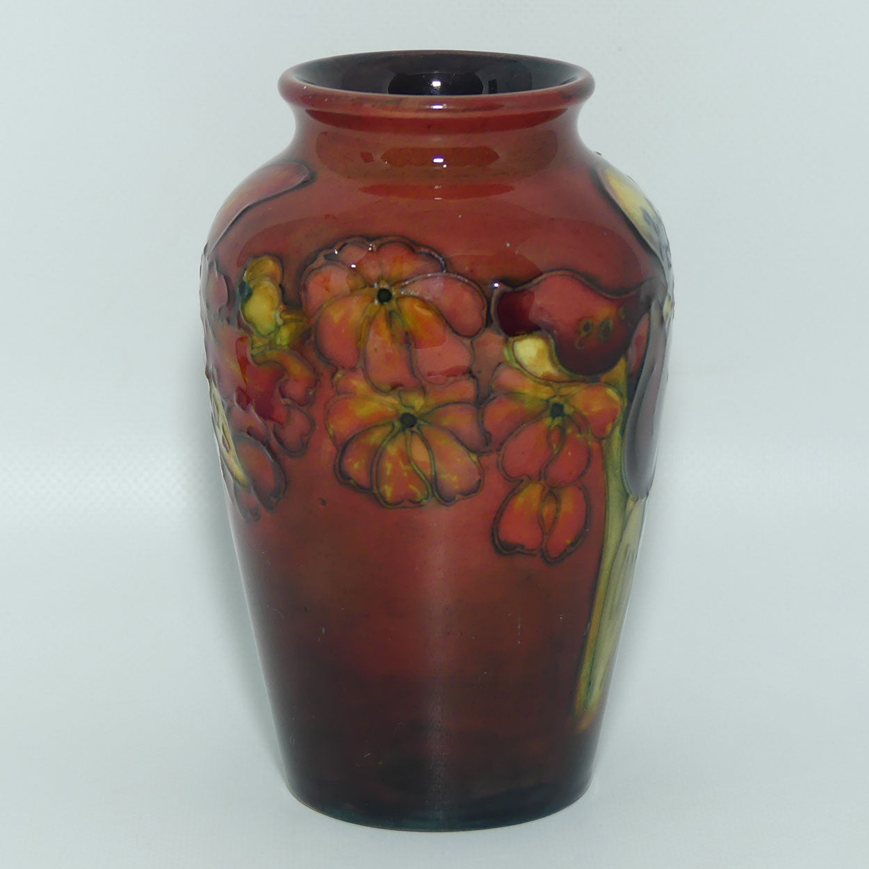 Walter Moorcroft Flambe Orchid tapering shape small vase