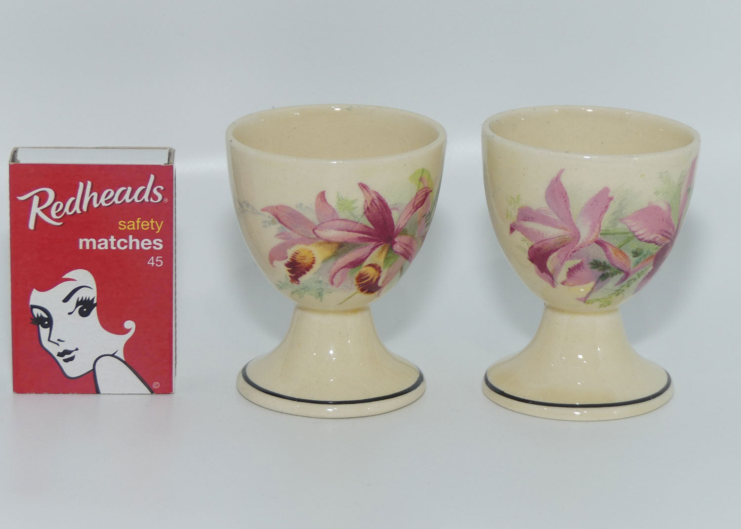 Royal Doulton Orchids pair of footed egg cups | #1