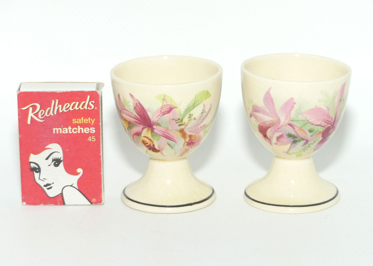 Royal Doulton Orchids pair of footed egg cups | #1