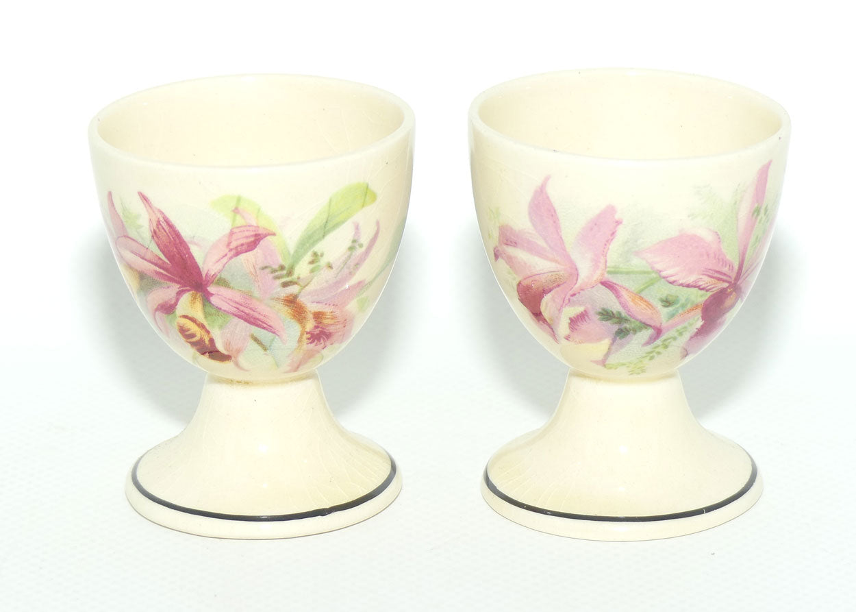 Royal Doulton Orchids pair of footed egg cups | #1