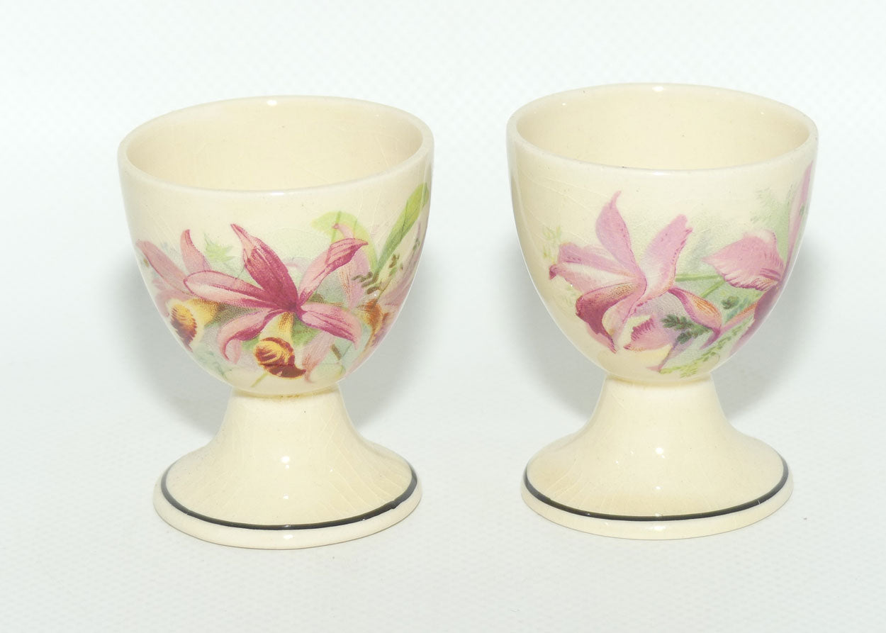 Royal Doulton Orchids pair of footed egg cups | #1