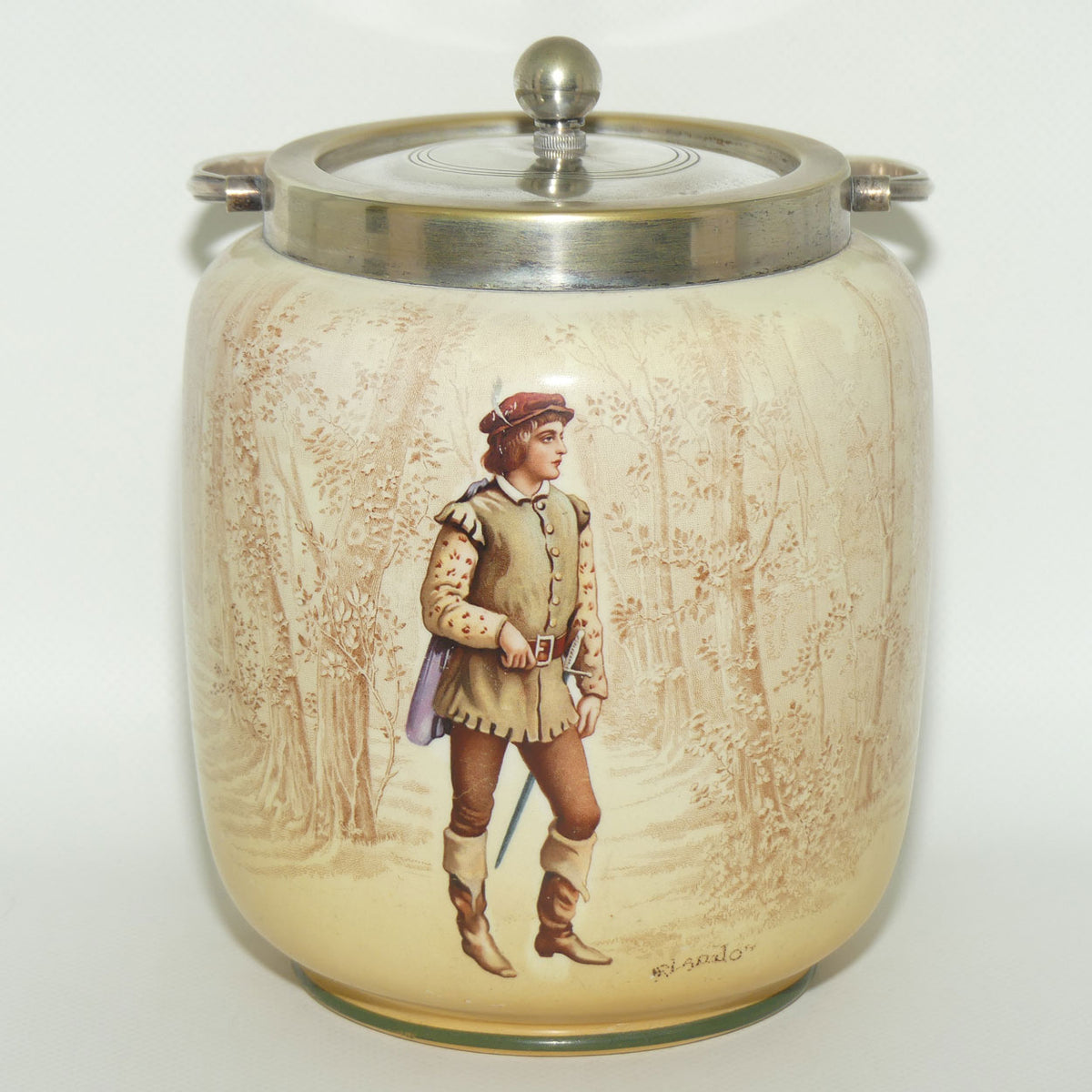Royal Doulton Shakespearean Orlando biscuit barrel D3746