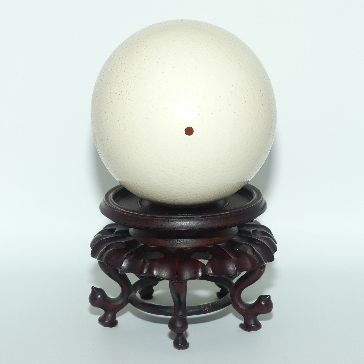 Antique Blown Ostrich Egg on fine Quality Rosewood stand