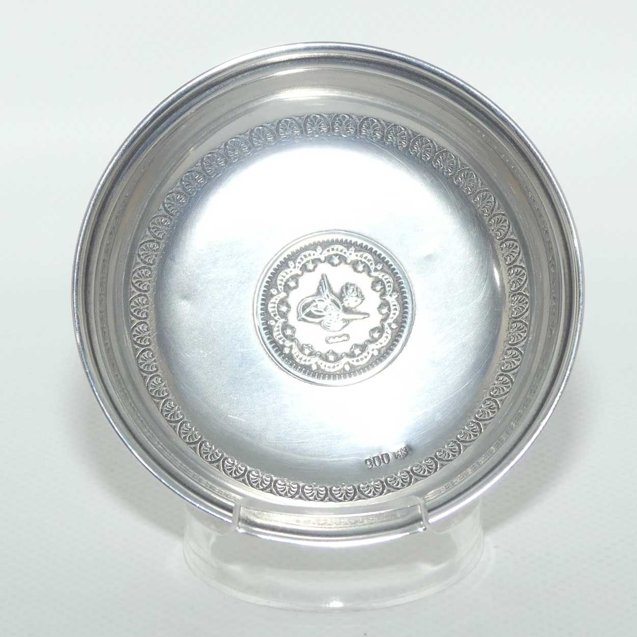 Ottoman Empire 900 Silver miniature plate decorated with Tughra