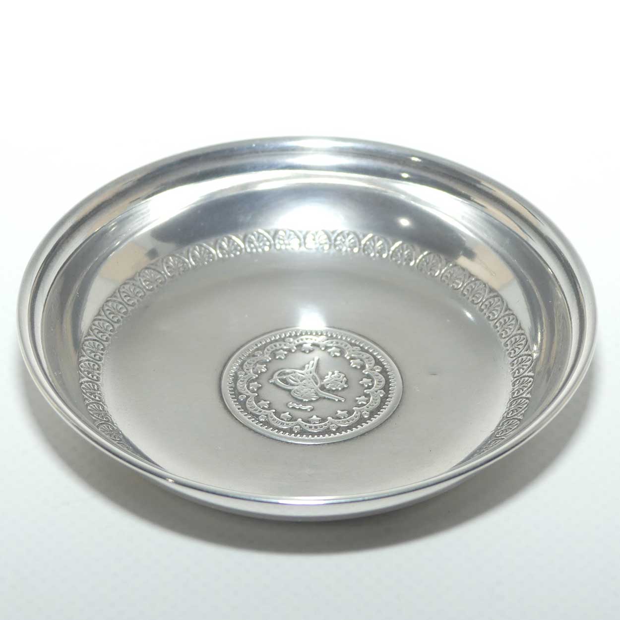 Ottoman Empire 900 Silver miniature plate decorated with Tughra