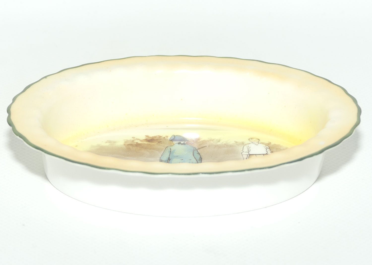Royal Doulton Coaching Days oval dish E3804 #1 | Rare Scene | Passenger with bags and Youth with buckets