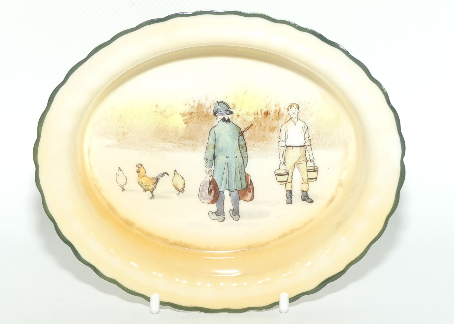 Royal Doulton Coaching Days oval dish E3804 #2 | Rare Scene | Passenger with bags and Youth with buckets