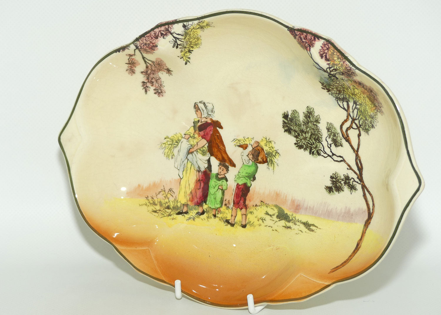 Royal Doulton Gleaners and Gypsies pointed oval bowl D6123