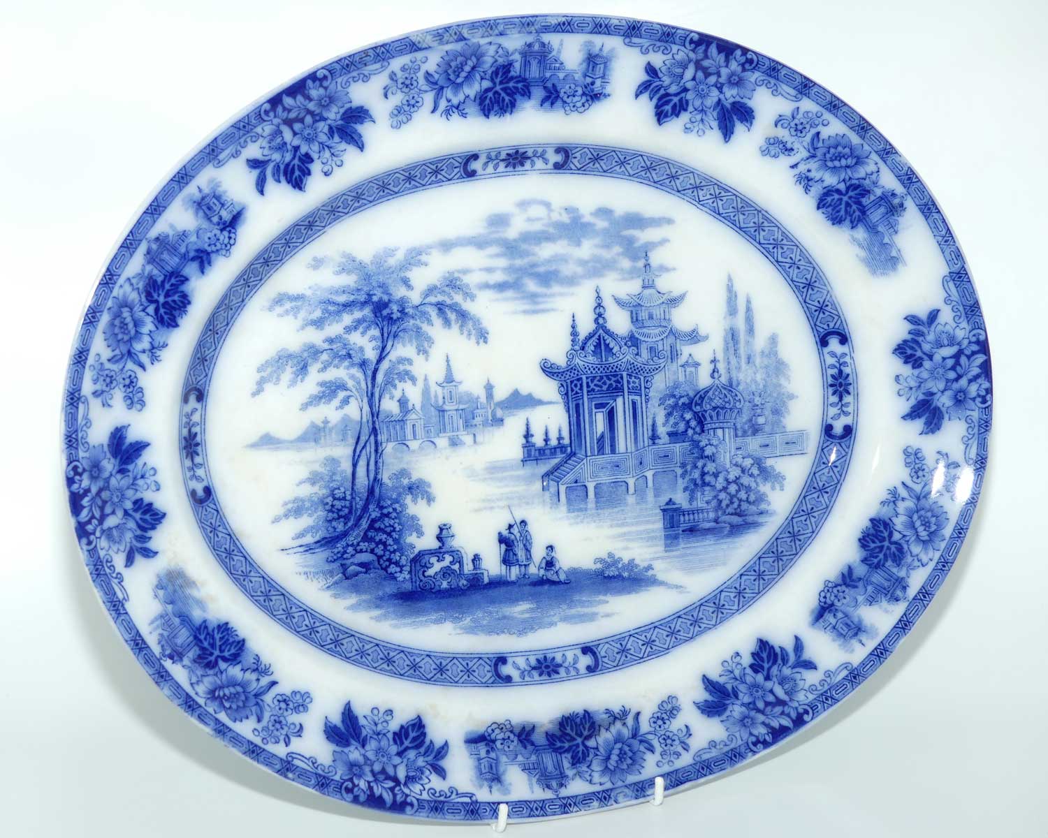 Doulton Burslem Flow Blue Madras pattern large platter | 45cm wide