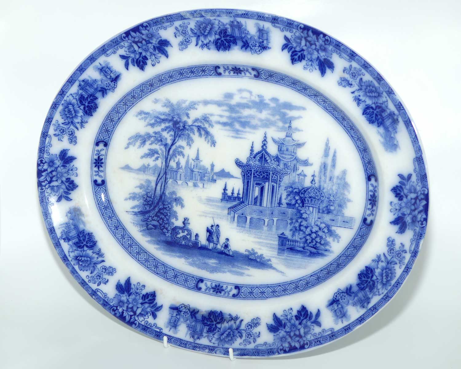 Doulton Burslem Flow Blue Madras pattern large platter | 45cm wide