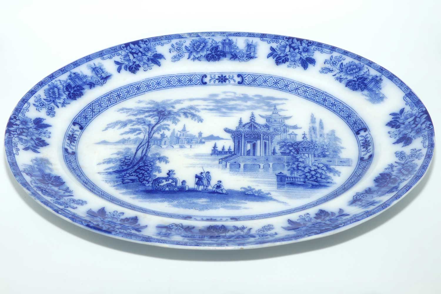 Doulton Burslem Flow Blue Madras pattern large platter | 45cm wide