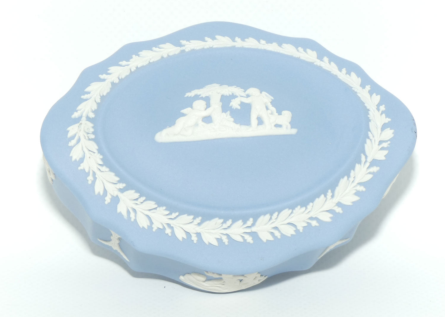 Wedgwood Jasper | White on Pale Blue | Dome top oval trinket box