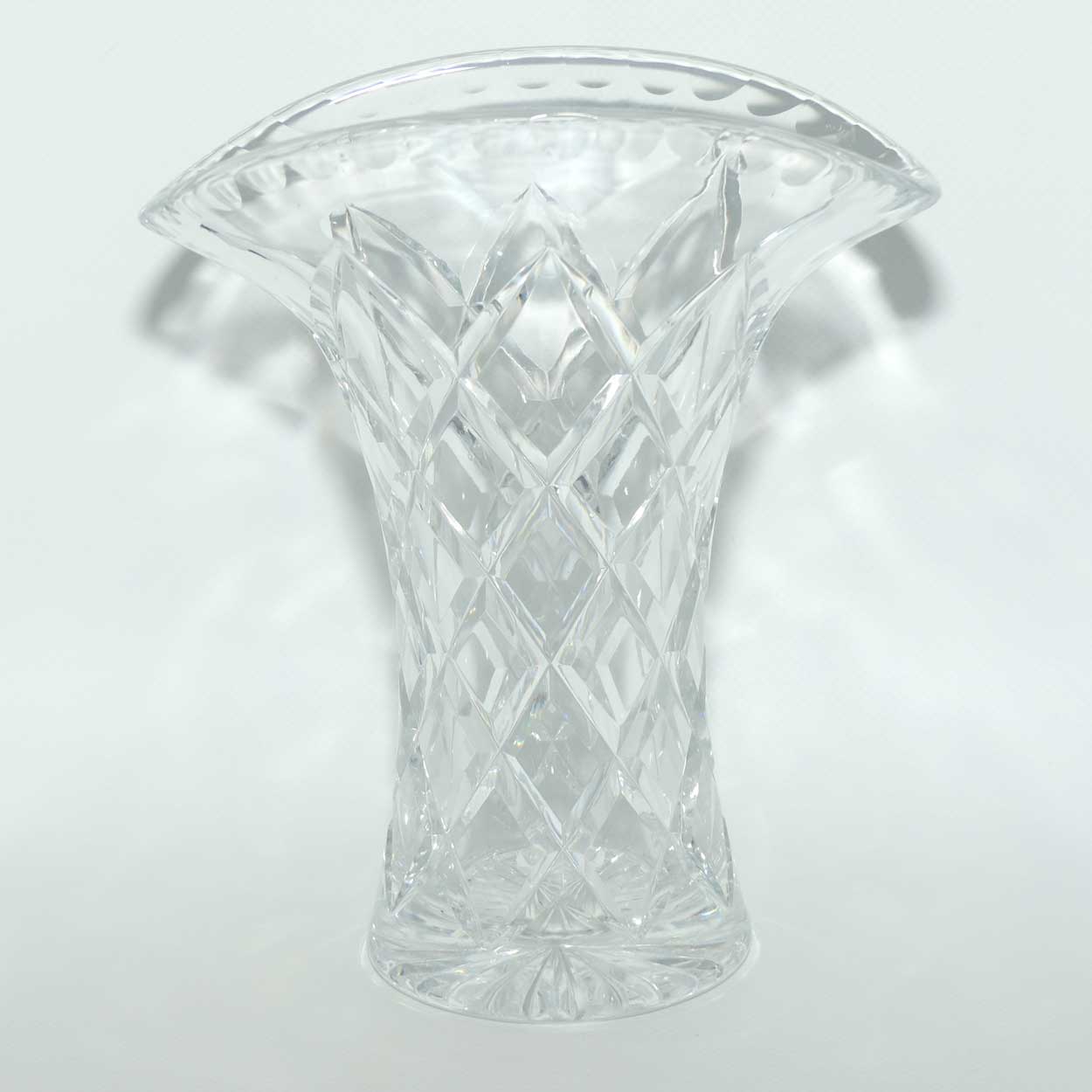 Diamond Cut Crystal wide mouth vase