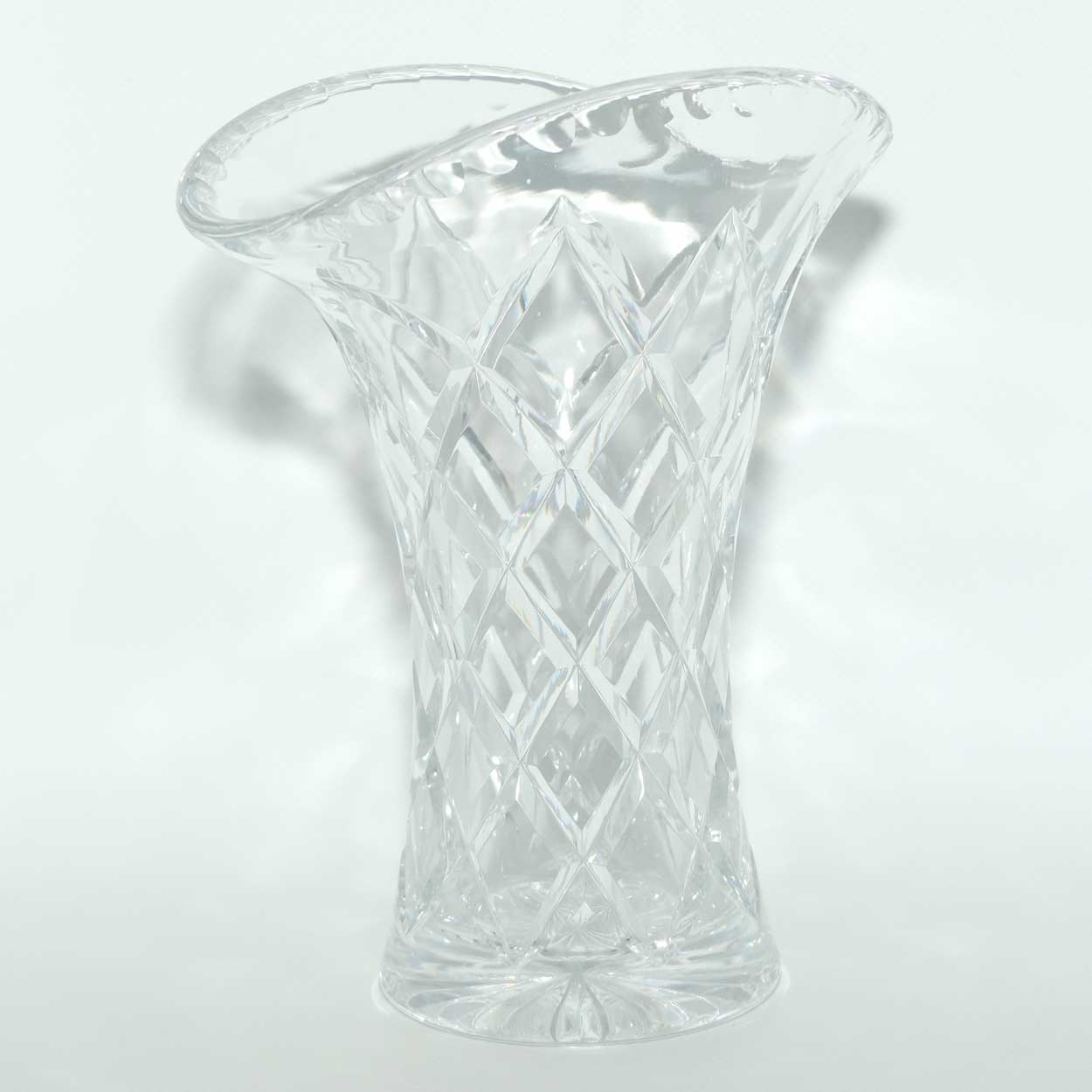 Diamond Cut Crystal wide mouth vase