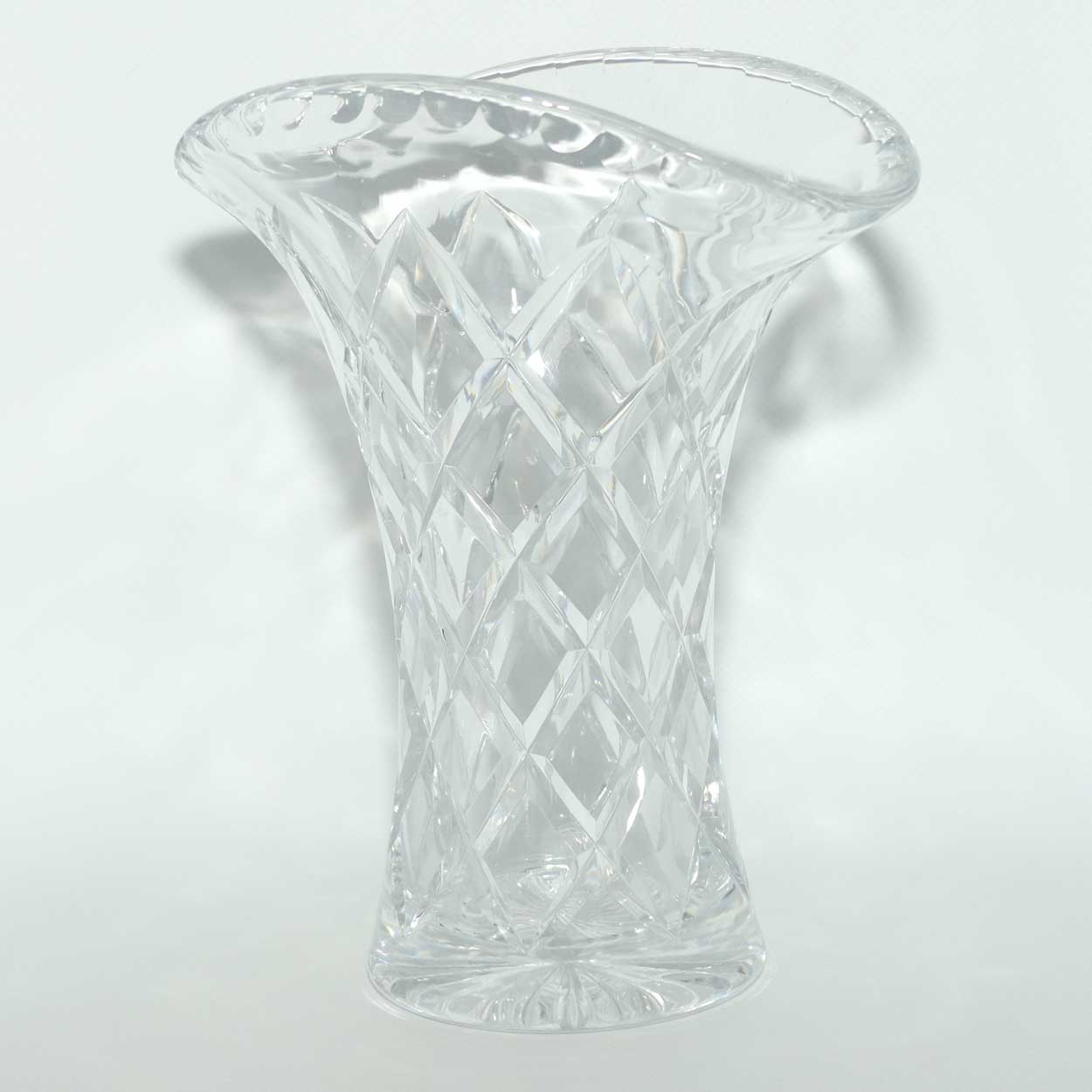 Diamond Cut Crystal wide mouth vase