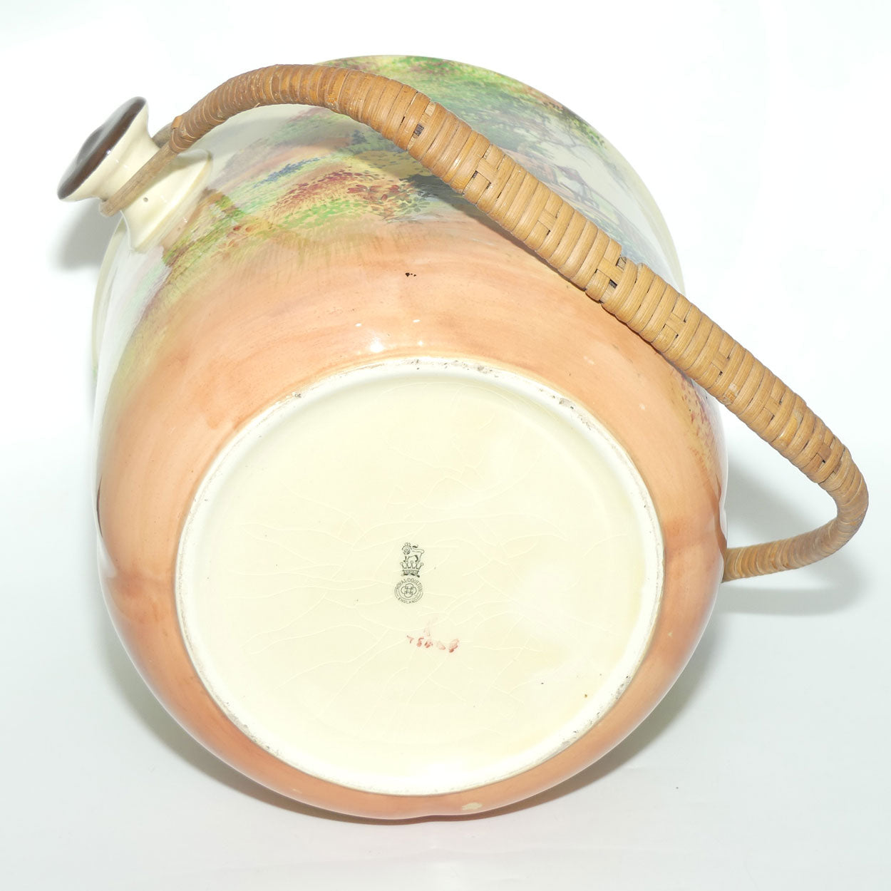 Royal Doulton Country Garden chamber pail with wicker handle D4932