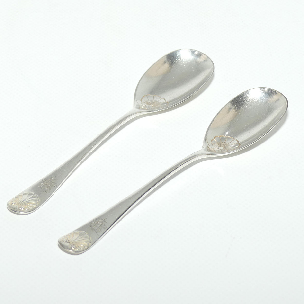 Pair of EP Silver Plated Shell pattern fancy jam spoons
