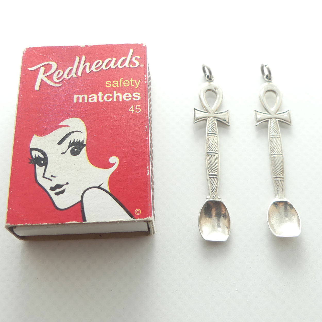Pair of Egyptian Silver Ankh spoons | perfect as pendants