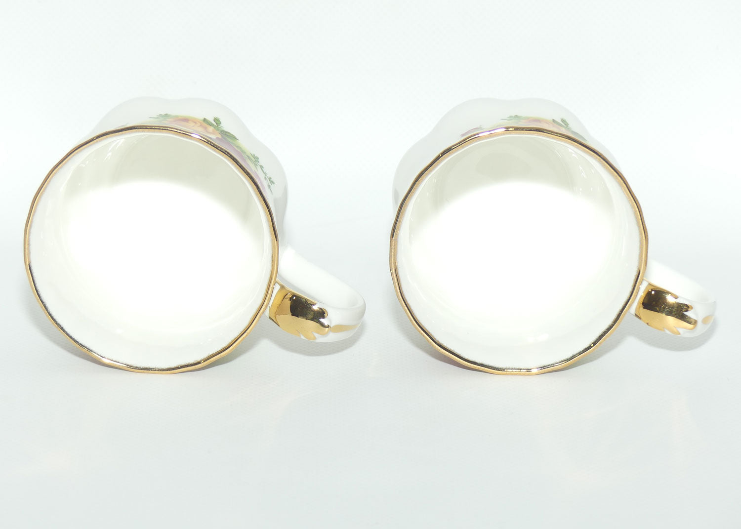 Royal Albert Bone China England Old Country Roses pair of coffee mugs | Asian |© 1962 Royal Albert Ltd backstamp