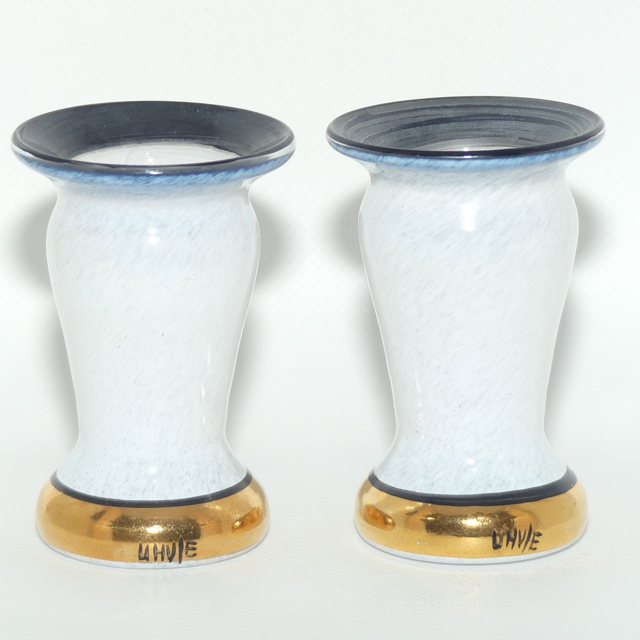 Kosta Boda Sweden Gold Tulip pair of mini vases | signed by Ulrica Hydman-Vallien