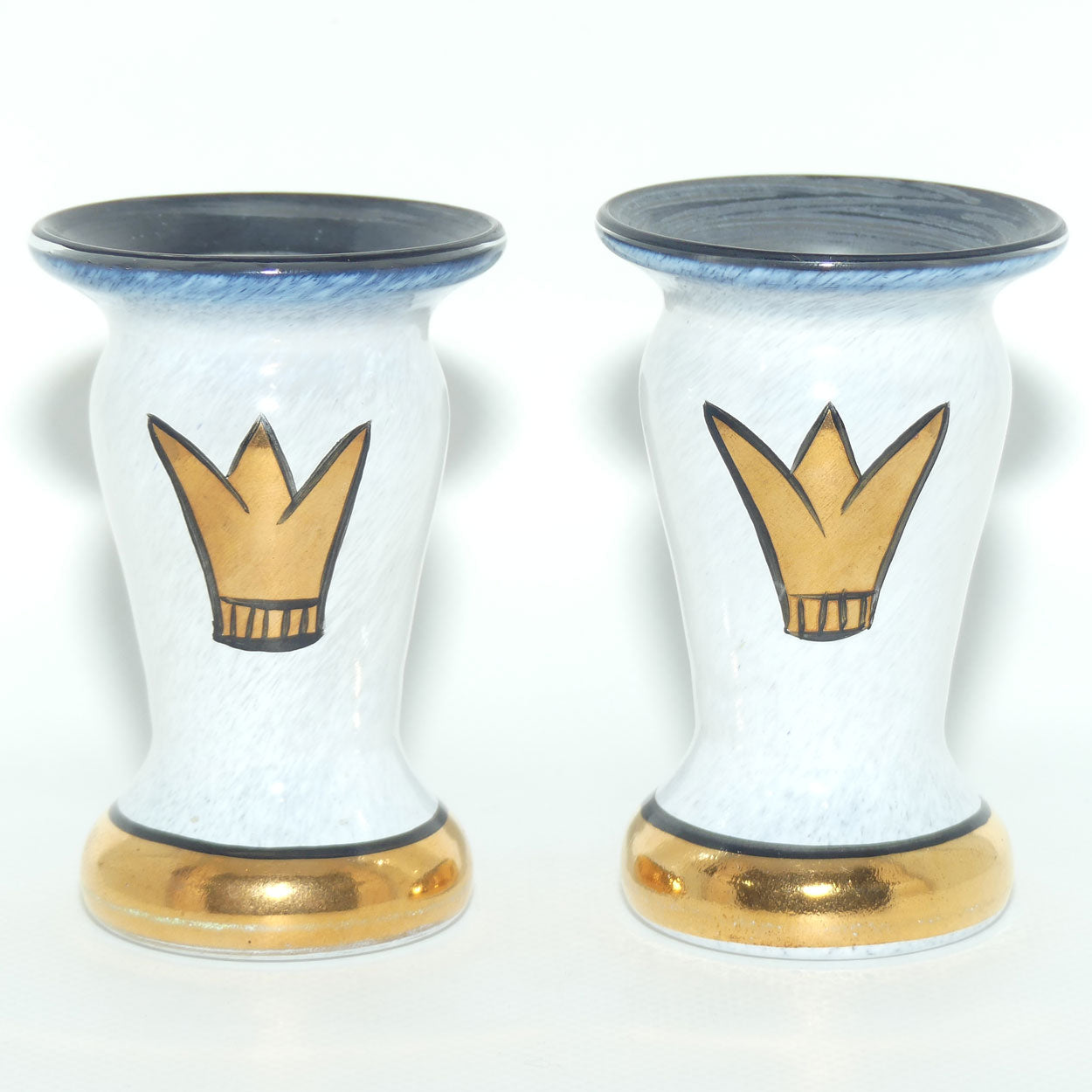 Kosta Boda Sweden Gold Tulip pair of mini vases | signed by Ulrica Hydman-Vallien