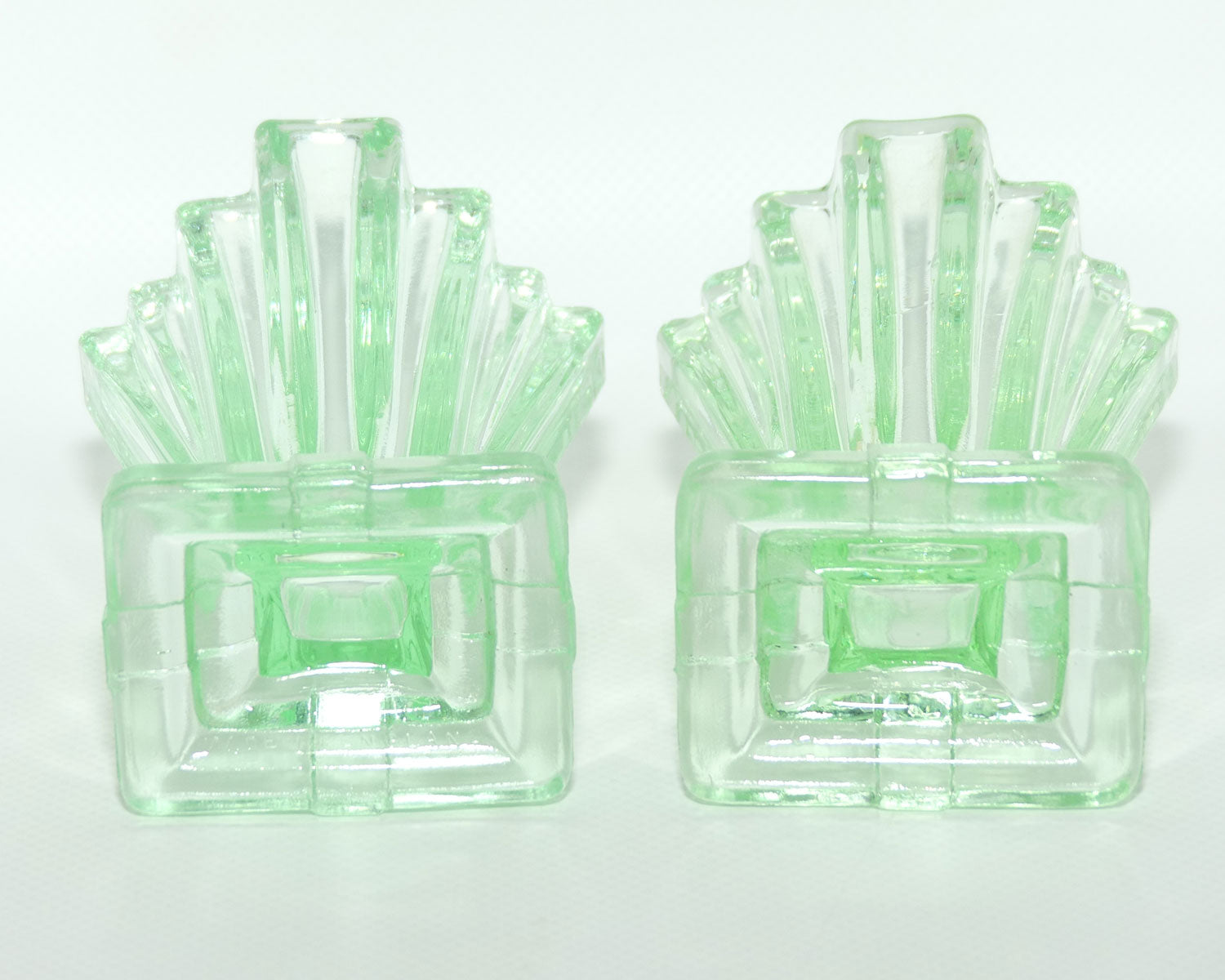 Bagley Glass UK Uranium Glass Grantham vases | Pair of 10cm tall | Uranium
