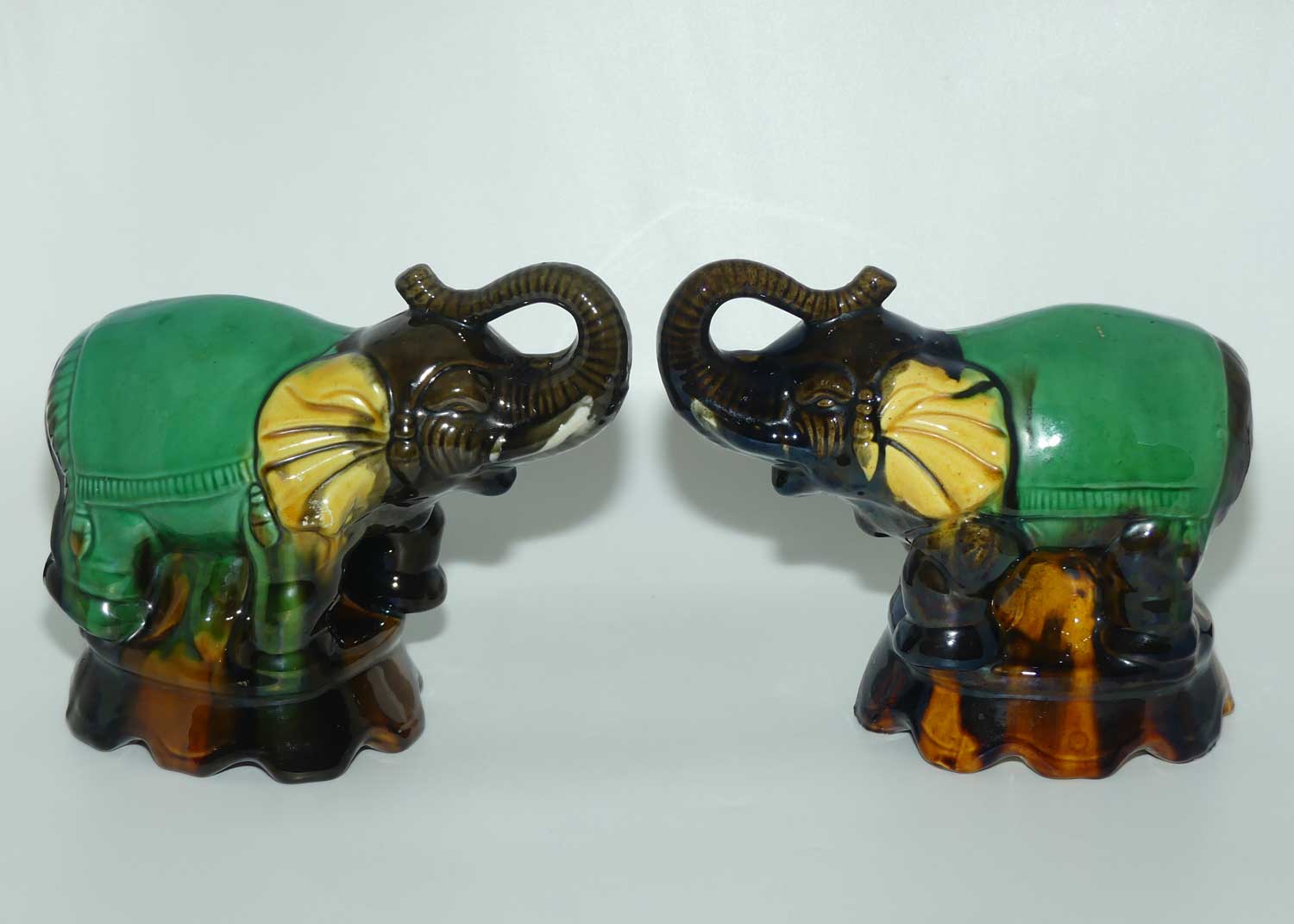 Pair of Decorative Elephant figures | Trunks in Salute