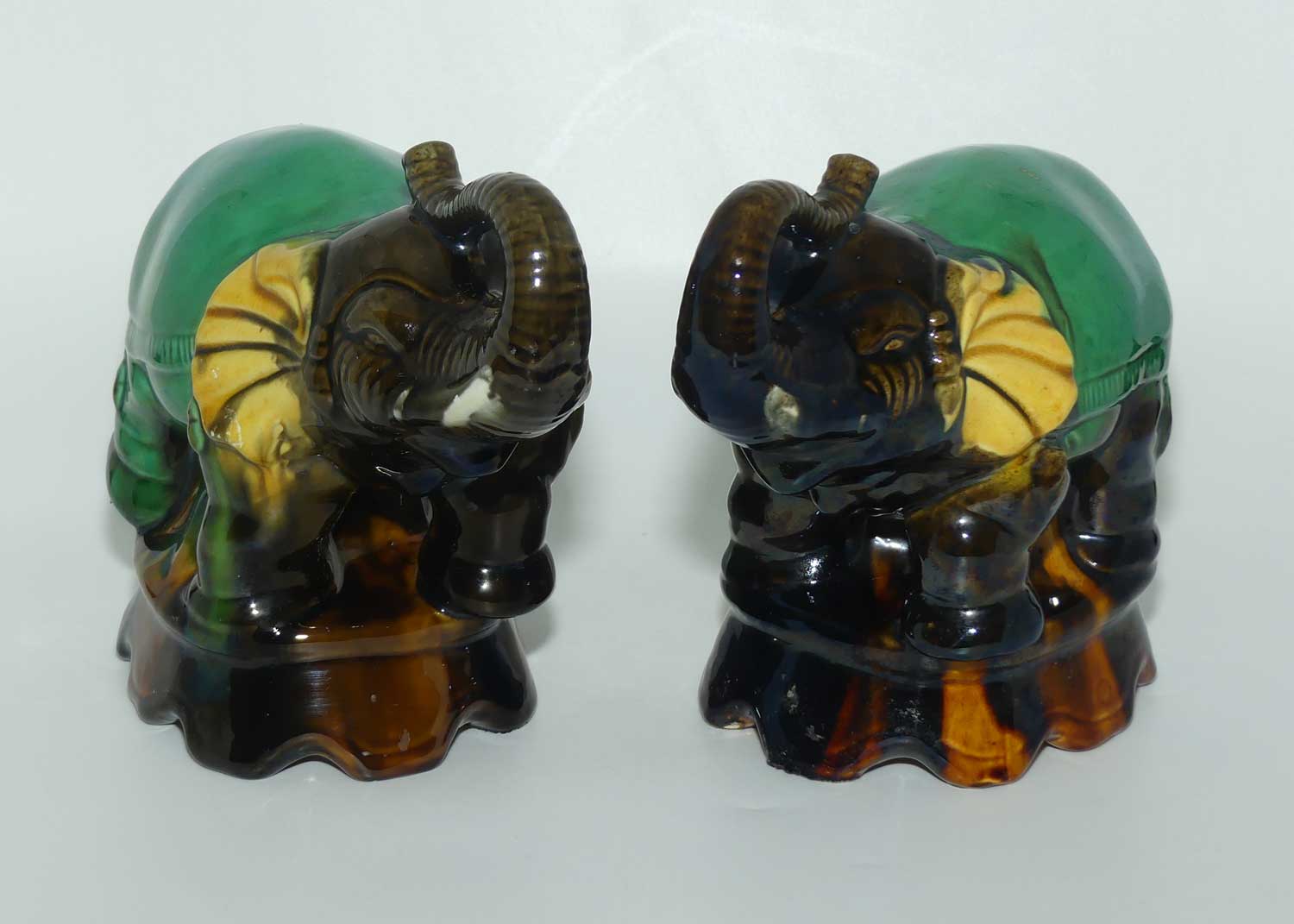 Pair of Decorative Elephant figures | Trunks in Salute