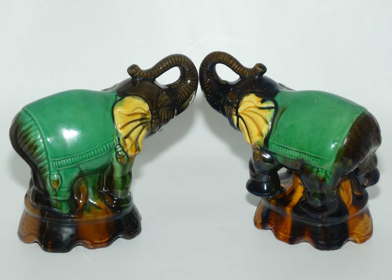 Pair of Decorative Elephant figures | Trunks in Salute