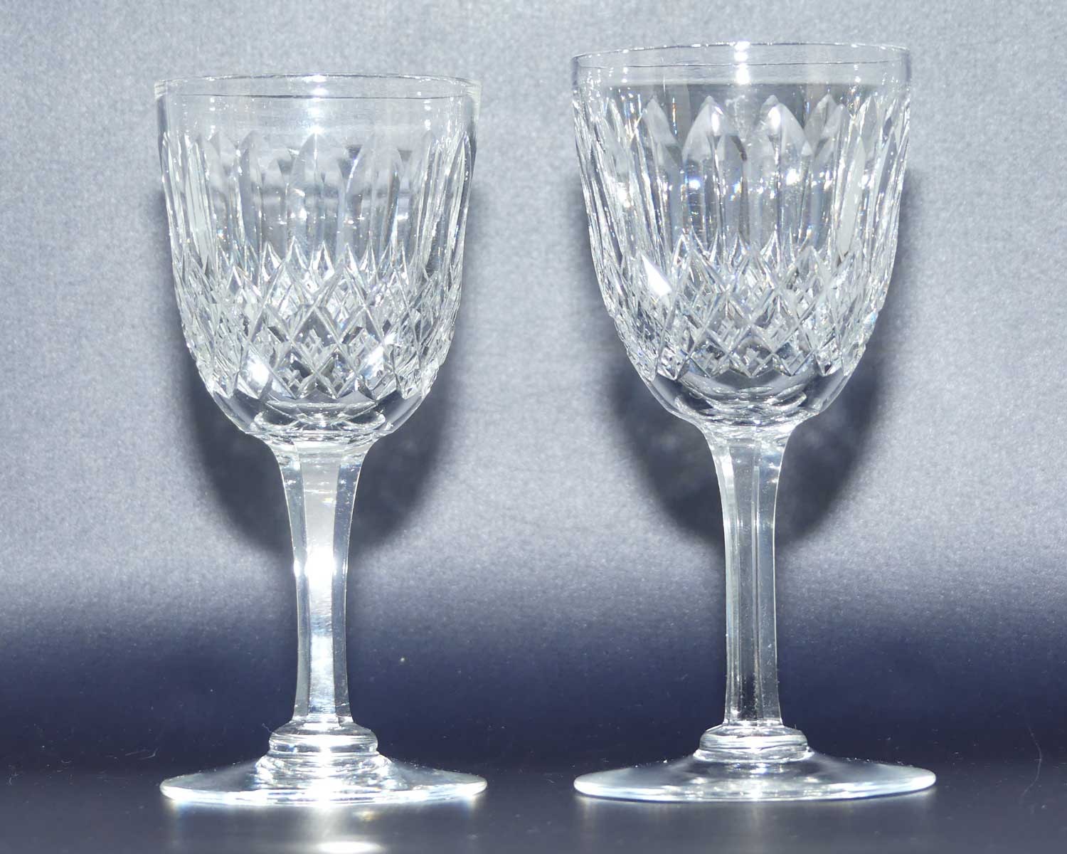 Pair of Webb Crystal fancy facetted liqueur glasses