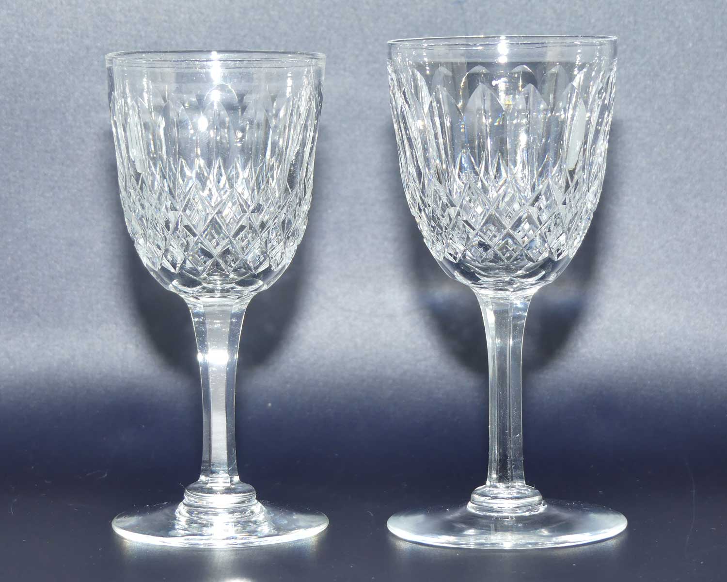 Pair of Webb Crystal fancy facetted liqueur glasses