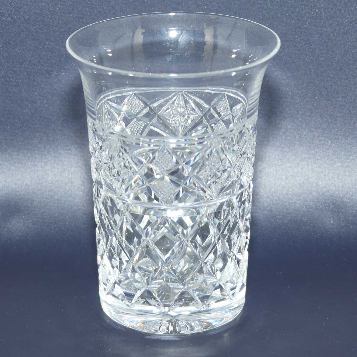 Pair of Webb Crystal fancy facetted flared rim tumblers | 150ml