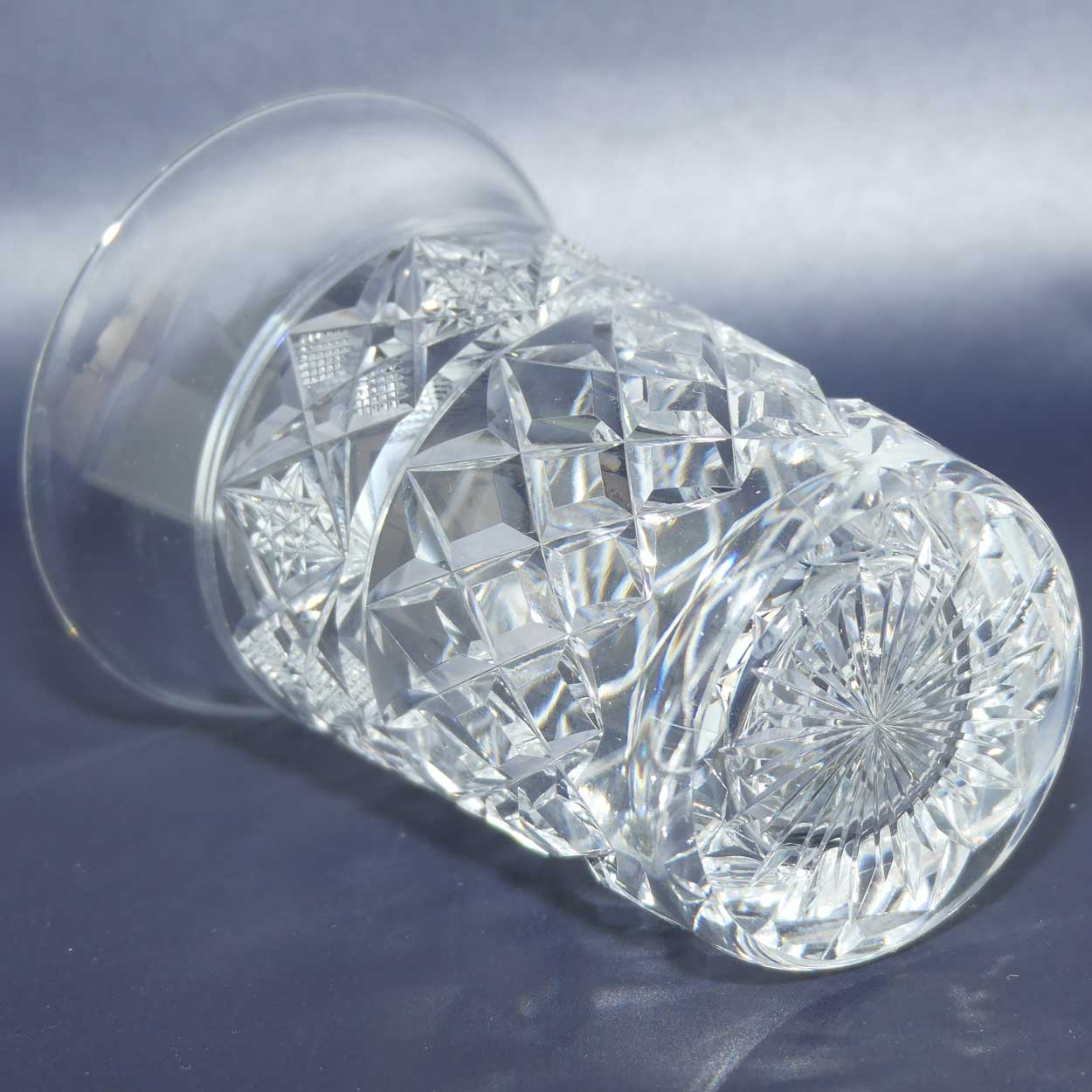 Pair of Webb Crystal fancy facetted flared rim tumblers | 150ml
