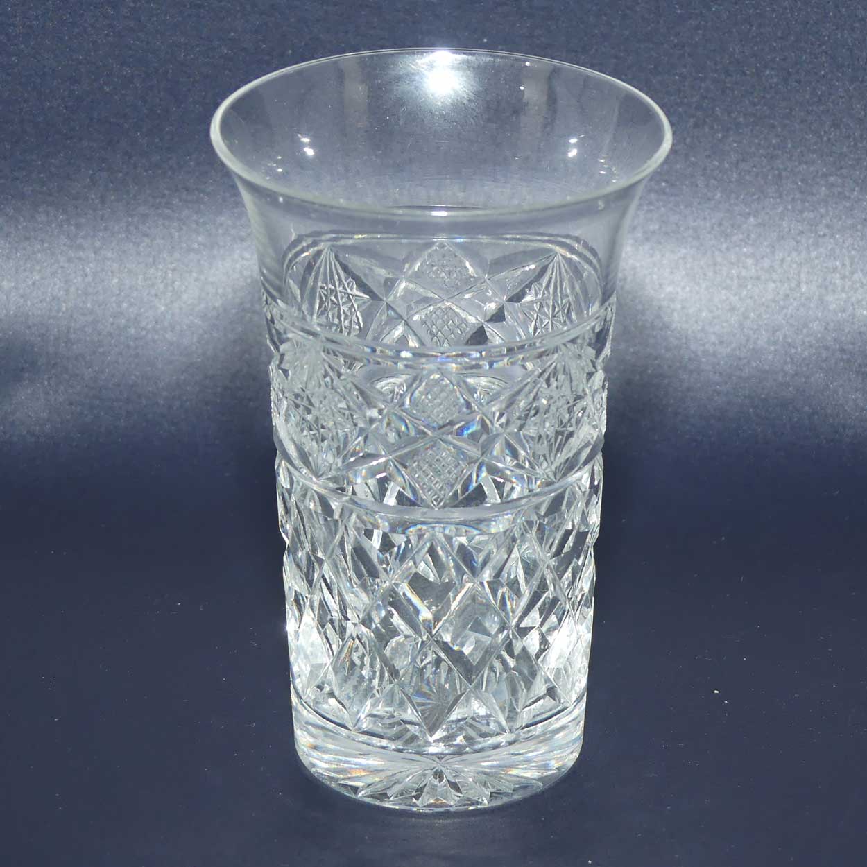 Pair of Webb Crystal fancy facetted flared rim small tumblers | 60ml