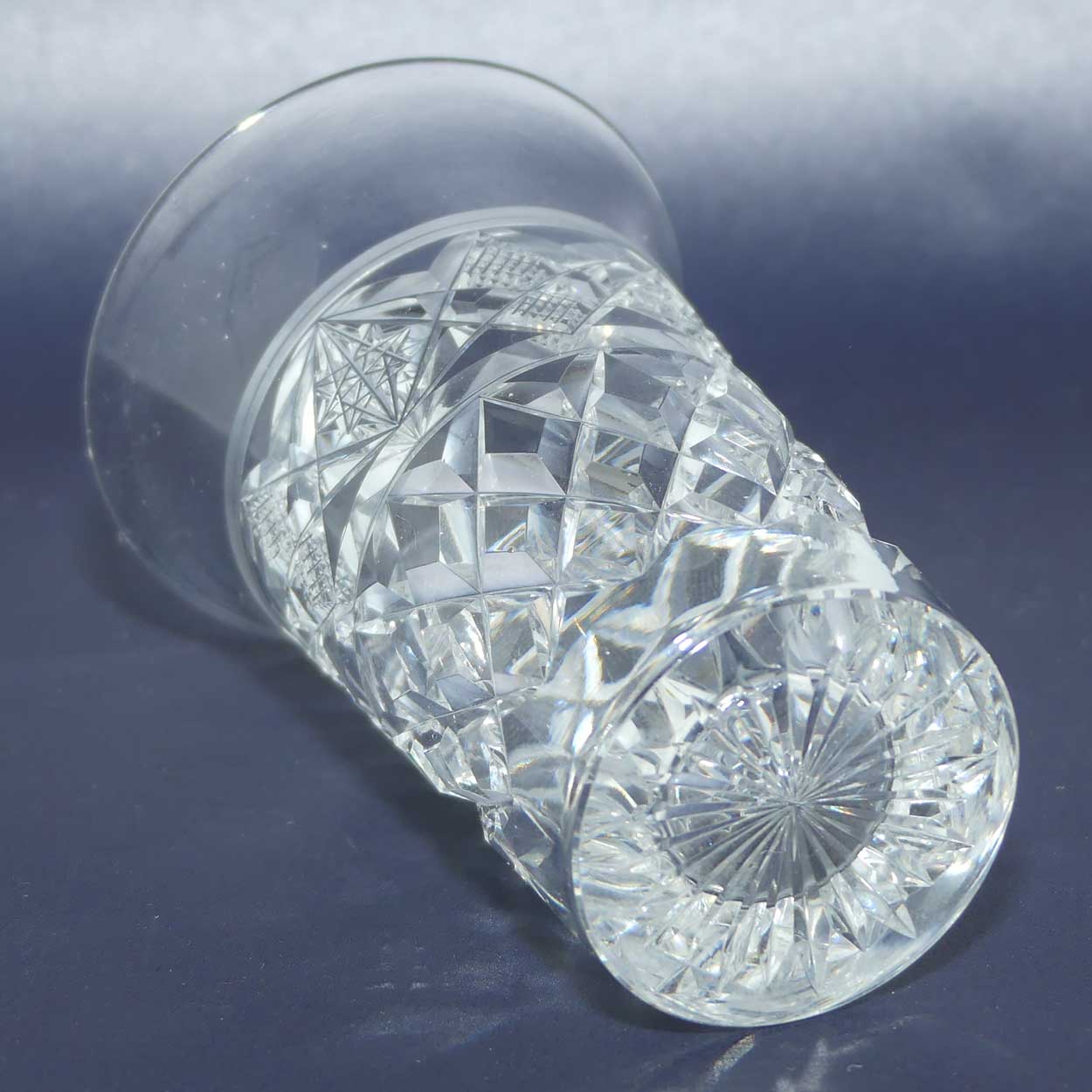 Pair of Webb Crystal fancy facetted flared rim small tumblers | 60ml