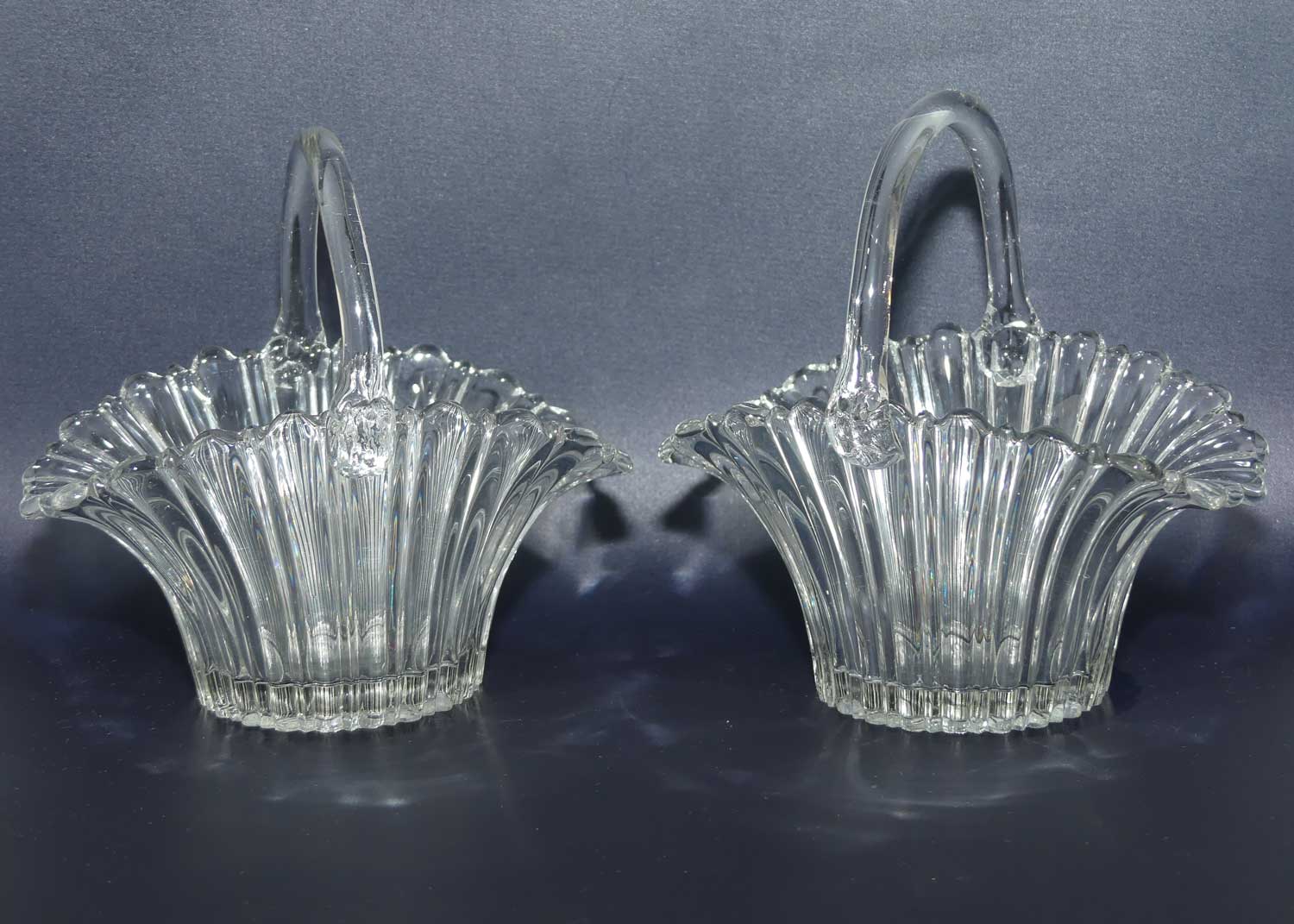 Pair of Clear Glass lolly baskets | Czechoslovakian
