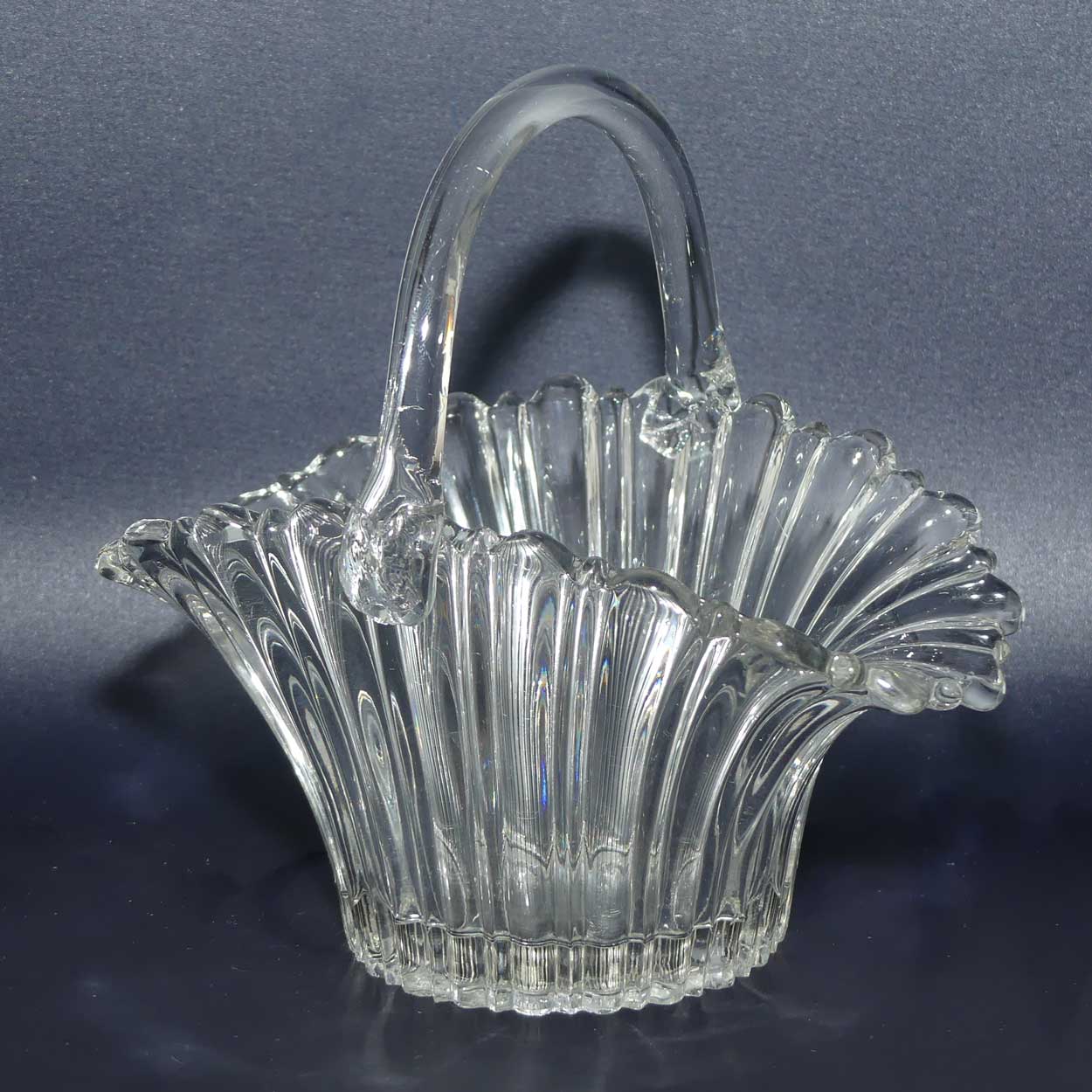 Pair of Clear Glass lolly baskets | Czechoslovakian
